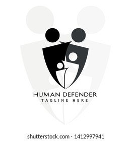 This logo has four people forming a shield. This logo is good for use by institutions engaged in humanity.