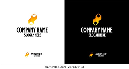 This logo has a minimalist design in the form of two cubes connected diagonally, with a color gradient from orange to yellow. The geometric style and color gradient