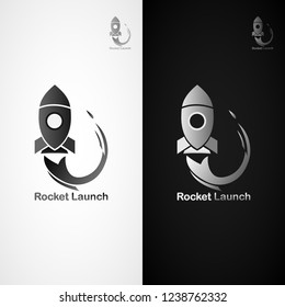 This logo has a picture of a rocket taking off. 