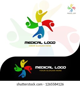 This logo has a picture of several people forming a medical symbol. This logo is good for use by companies, hospitals, or other businesses that are engaged in the medical or health sector.