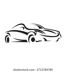 Este é um logotipo ou ícone de um carro com um design de linha curva. O logotipo parece muito minimalista e feroz.