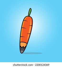Este logotipo o combinación de ícono de lápiz con zanahoria. Adecuado para el logotipo educativo, librería, kindergarten, aplicaciones móviles y diseño web.