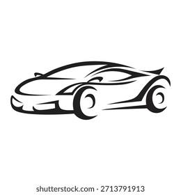 This is a logo or icon of a racing car with a curved line design that looks very minimalist and fierce minimalist.