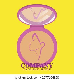 This logo illustration of a woman's face in a makeup case is suitable for cosmetic company logos and the like.