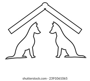 this is a logo or image of a dog and a house. Can be used for veterinary clinics or places to adopt wild animals. If you are interested, you can change the color or add a title or brand you like.