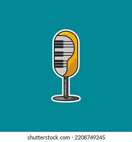 This logo is an image of a microphone and piano. This logo is very suitable for the music business, entertainment, karaoke, music studio