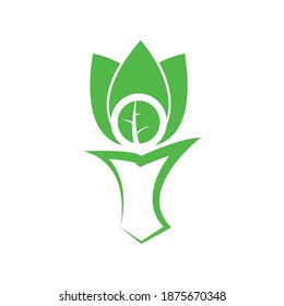 This logo is an image of a person with large hair who looks like a flower pot