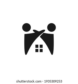 Dieses Logo ist von einem Paar inspiriert, das das Haus ausmacht und sich warm anfühlt.  mit einfachem Stil, geeignet für Logos und andere