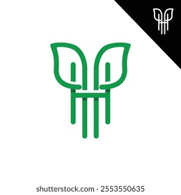 This logo is inspired by the initials P H P or simply H, the letter p is shaped like a plant and leaves. suitable for businesses or organizations related to plants or nature.