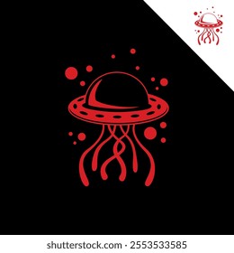 This logo is inspired by the shape of jellyfish and UFO. This logo is suitable for businesses related to the sea or outer space.