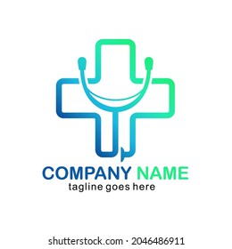 Dieses Logo ist von einem Stethoskop inspiriert und bildet dann ein Gesundheitssymbol. geeignet für Unternehmen, die Gesundheits- und Pharmadienstleistungen anbieten