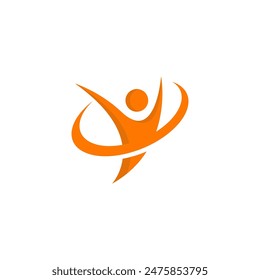 This logo integrates a simple human figure to convey vitality, health, and happiness. Its streamlined design emphasizes a sense of well-being and joy, ideal for wellness or fitness branding.