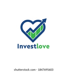 This logo is for a invest or trading company which is somehow connected with heart or love symbol. There is Love/Heart icon on the logo and a rising chart inside the heart which is related to trading.