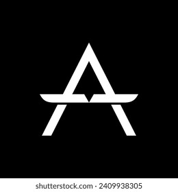 This is a logo of the letter A and wings, white on a black background, suitable for company logos for electronics, textiles, counters, garments, travel agents, automotive, sports equipment.
