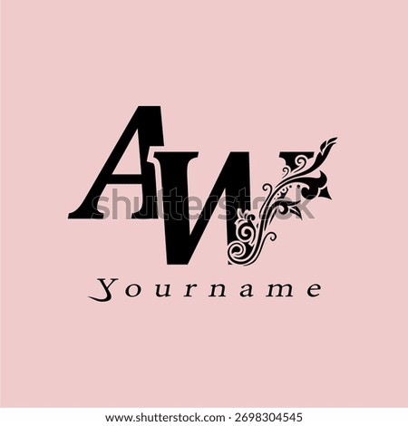This is a logo of the letters AW and flowers suitable for use in logo designs for beauty equipment companies, make-up, bridal wear, make-up artists, facial care, decoration, stickers, salons, wedding 