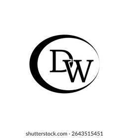This is a logo of the letters DW and ellipse suitable for use in logo designs for book printing companies, paper, tissue, paint, textiles, garments, plastic, warehouses, print media, visual media.