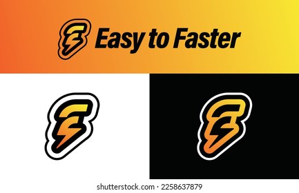 This logo was made by combining the lightning symbol and the letter E or F which forms speed