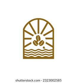 This logo is made with a combination of coffee beans, beach, sunshine and gold color which symbolizes luxury. It is suitable for entrepreneurs engaged in the coffee industry.