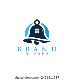 This logo is made using house and bell elements in a simple and modern style.