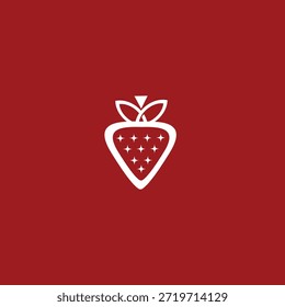 Dieses Logo ist eine minimalistische Erdbeere mit einfachen Linien. Die Samen sind als Funkeln dargestellt. Das Design sieht modern, fröhlich und unvergesslich aus.