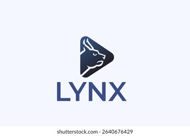 This logo is modern in style with a combination of the lynx head shape in the play or media symbol.