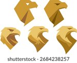 This logo pack features 5 golden eagle heads with rugged, tactical styling. Ideal for outdoor brands, adventure gear, and military-inspired identity. Clean vector format, fully editable