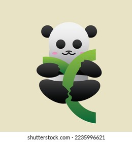 this is a logo of a panda climbing a bamboo tree with letter y. svg