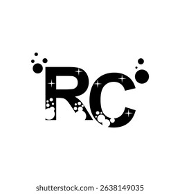 This is a logo of RC letters and foam suitable for use in designing logos for car wash companies, motorbikes, helmets, detergents, soaps, dishwashing liquids, salons, hair washes, animals, pet shops, 