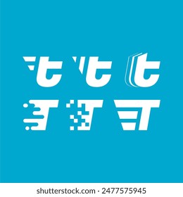 This logo set is a modern and dynamic representation of "T", symbolizing the forward momentum of news and digitalization.