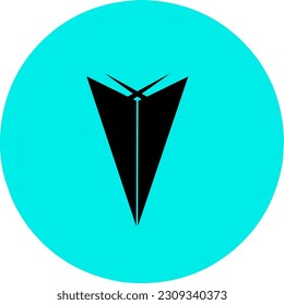 This is a logo in the shape of a triangle with two lines on top in black and blue colors vector design