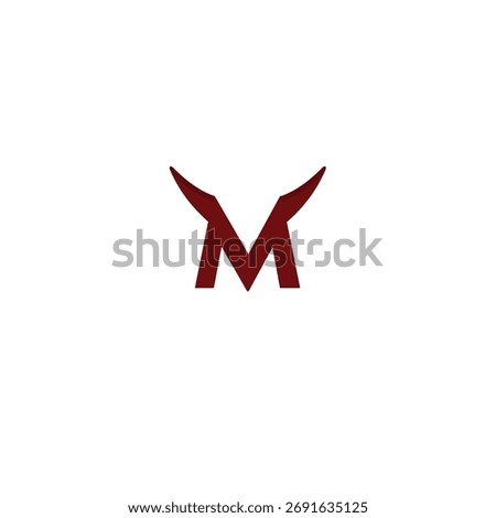 This logo is shaped like the letter “M” and designed to resemble a cow's horn at the top, reinforcing the “M” identity for Meat.  Suitable for butcher brands, steakhouses, or meatbased culinary busine