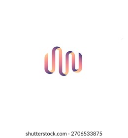 Este logotipo tiene la forma de una onda musical, que representa el flujo de sonido vibrante. La forma está coloreada en un gradiente de púrpura profundo a rosa, y finalmente a amarillo brillante, creando un moderno y vibrante 