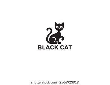This logo showcases a stylized cat, designed with a blend of elegance and simplicity. The cat is presented in a geometric, almost symmetrical shape, where sharp angles and curves balance each other, f
