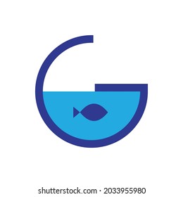 this logo shows a fish aquarium shaped into the letter G, suitable for the fishing industry as well as pet fish shops