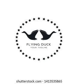 This logo shows a flying duck. 