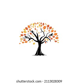 This logo shows a tree with a woman's head in the negative space.