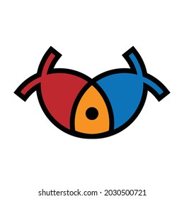 This logo shows two fish joined into one, very suitable for the fishing industry, seafood restaurants, aquariums, pet fish shops and more