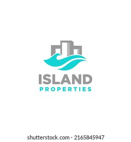 este es el logo de un edificio alto en una playa, retrato las olas de la playa y un edificio alto.