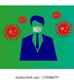 Esta es la ilustración de la plantilla del logotipo proteger el virus de la corona por personas