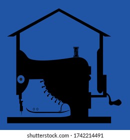 This is a logo that consists of several forms of objects including sewing machines, shoes and the roof of the house.
With philosophy as a form of a unity of a company engaged in shoe production.