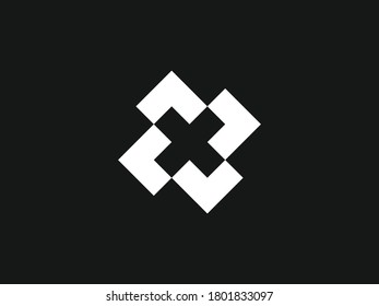 This is a logo that represent four direction with four arrow and inside that arrow is a negative space of X letter