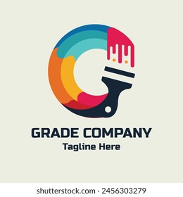 this is a logo with a vector illustration of a colorful letter