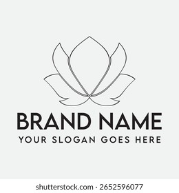 Este logotipo de loto representa la serenidad de la pureza y la belleza atemporal en un diseño simple pero elegante