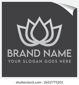 Este logotipo de loto representa la serenidad de la pureza y la belleza atemporal en un diseño simple pero elegante