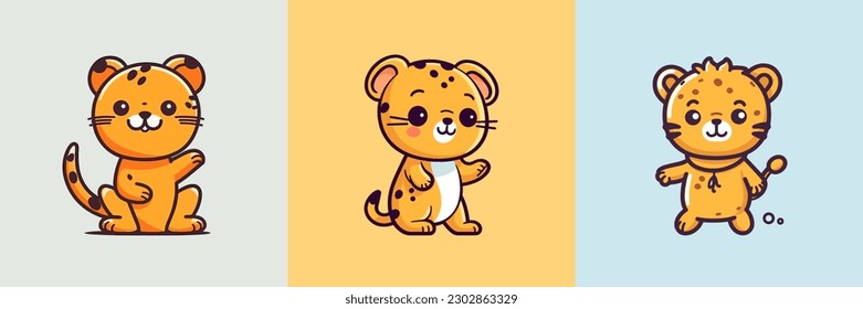 This lovable kawaii cheetah cartoon illustration captures the essence of the wild with its playful spirit and adorable demeanor