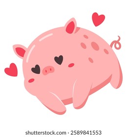 This love little pig illustration is suitable for cute frog stickers etc