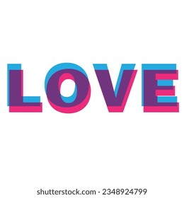 This is a Love typography design, risograph aesthetic effect artwork, SHOTLISTretro artwork.