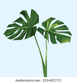 Este es un arte lowpoly de la planta llamada monstera, útil para el diseño de concepto verde, embalaje de fertilizante vegetal, invitación, decoración de paredes y otros. Espero que siempre te inspires en cosas amables.