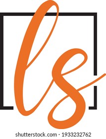 This is LS letter logo design orange and black .