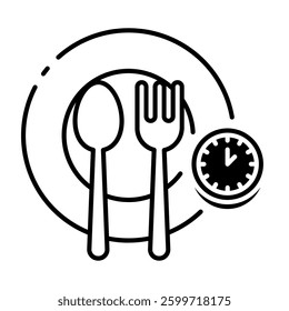 This Lunch Time icon is suitable for School, College, Education, etc